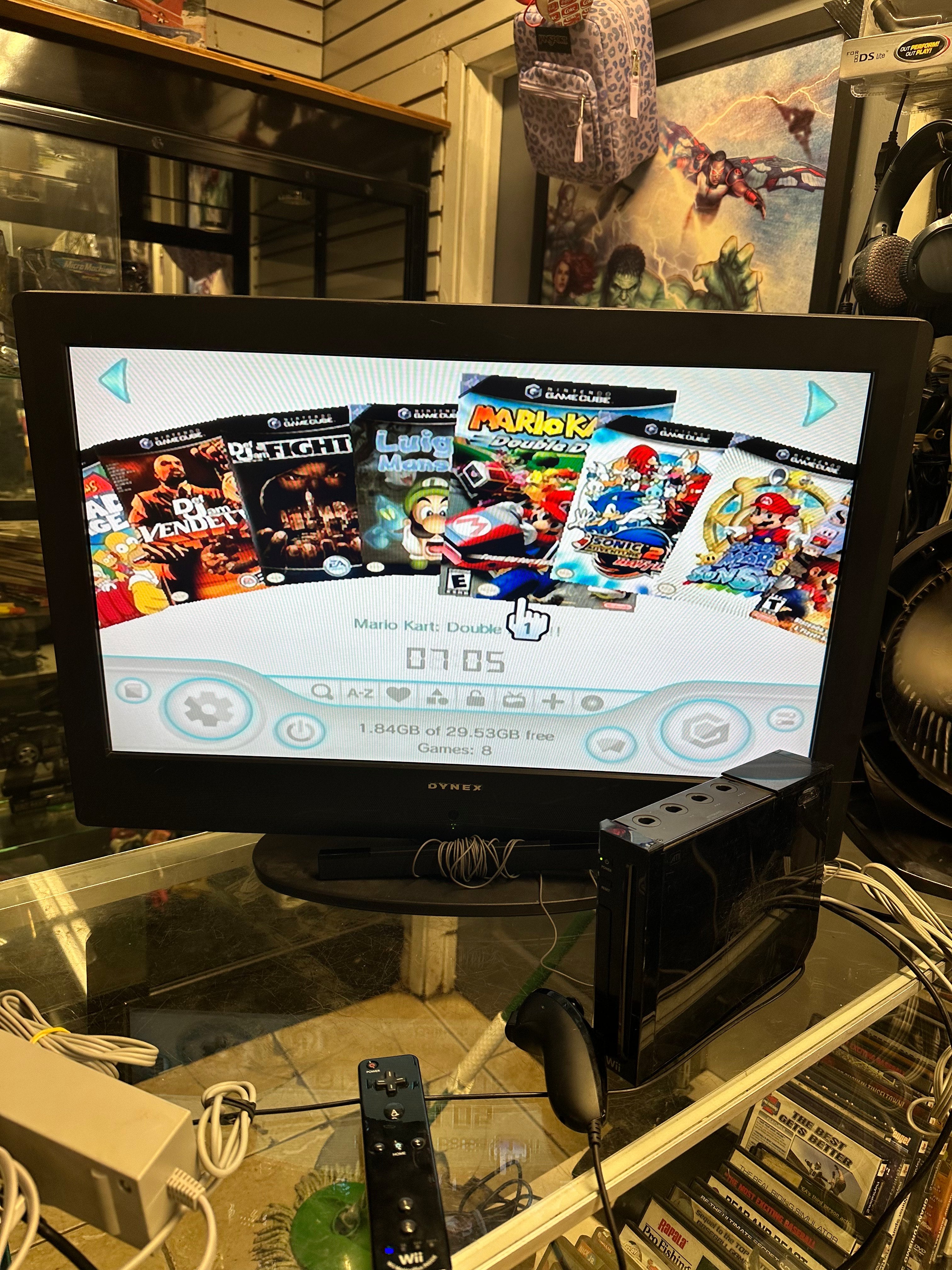 Jailbroken Black Wii with 11 Rare Valuable Wii Games & 8 Rare Valuable Game Cube Games